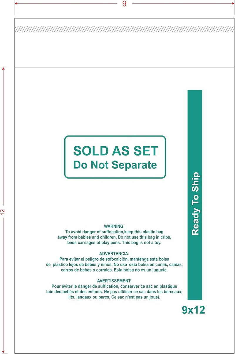 Papapacks 9x12 (1000 count) Self Seal Clear Poly bags with Suffocation Warning, Sold As Set and Ready to Ship - for Shipping and Retail Packaging - Image 1